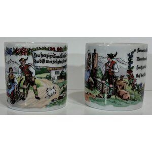2 Vintage Schaller Bavaria W. Germany Porzellan Teacups Schwarzenbach Man Woman